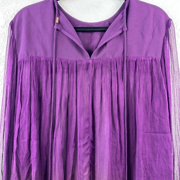Free people retro femme purple sheer tassle boho top - Picture 12 of 13